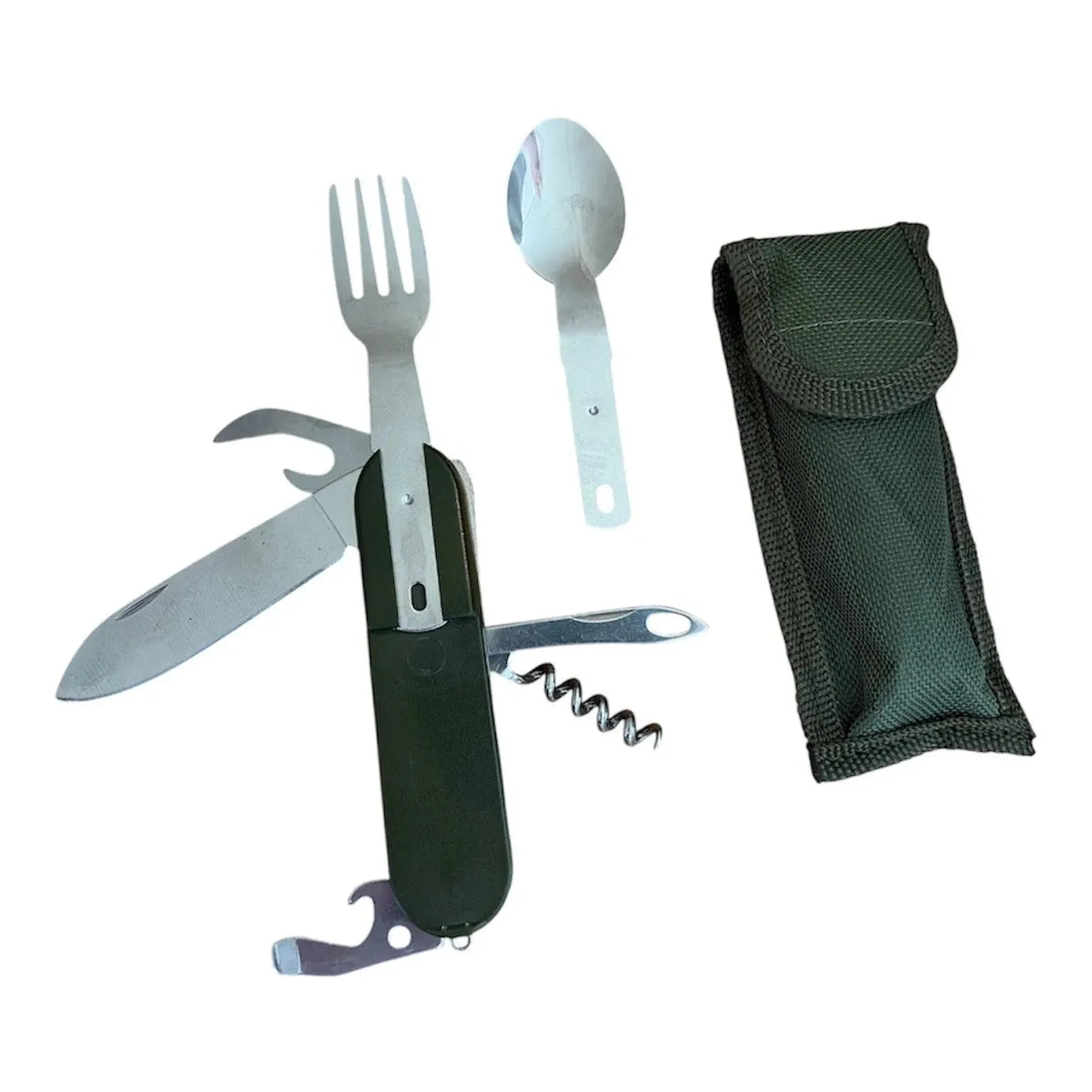 CEuk 6-in-1 Bushcraft Multi-Tool Fork Spoon Knife Folding Cutlery Kit