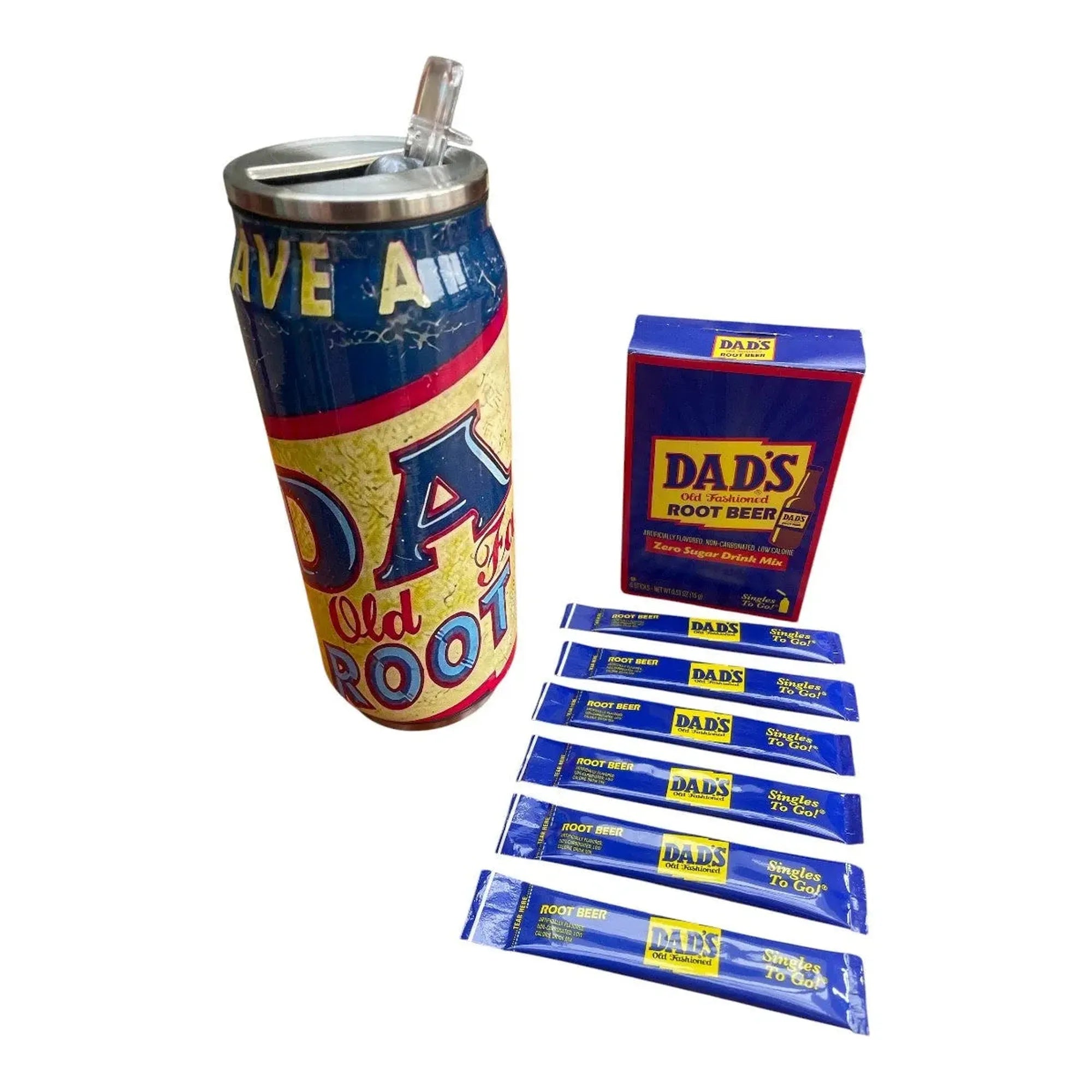CEuk Dads Stainless Steel Tumbler 500ml and Root Beer Singles-to-go Sachets 6 pack