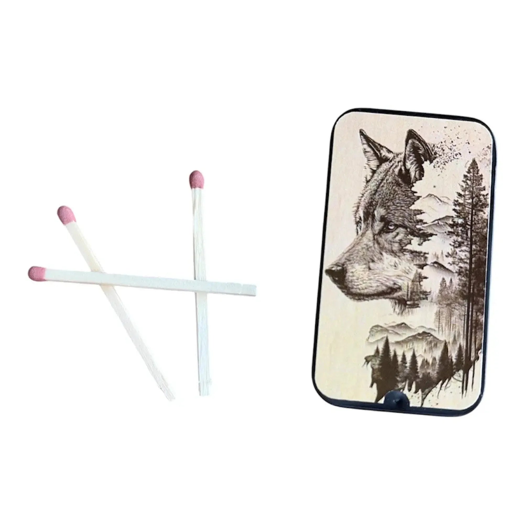 CEuk Lone Wolf Vintage Matchbox Tin & 30 Matches