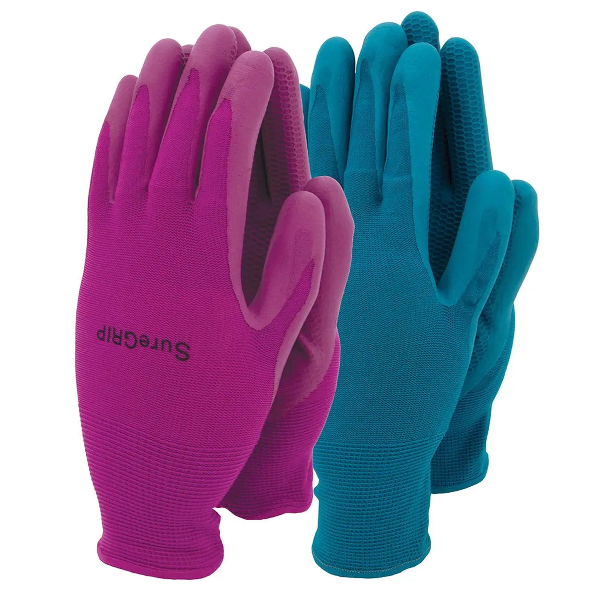 Town & Country Suregrip Latex Ladies Gloves - Purple/Aqua - Medium - 2 Pack