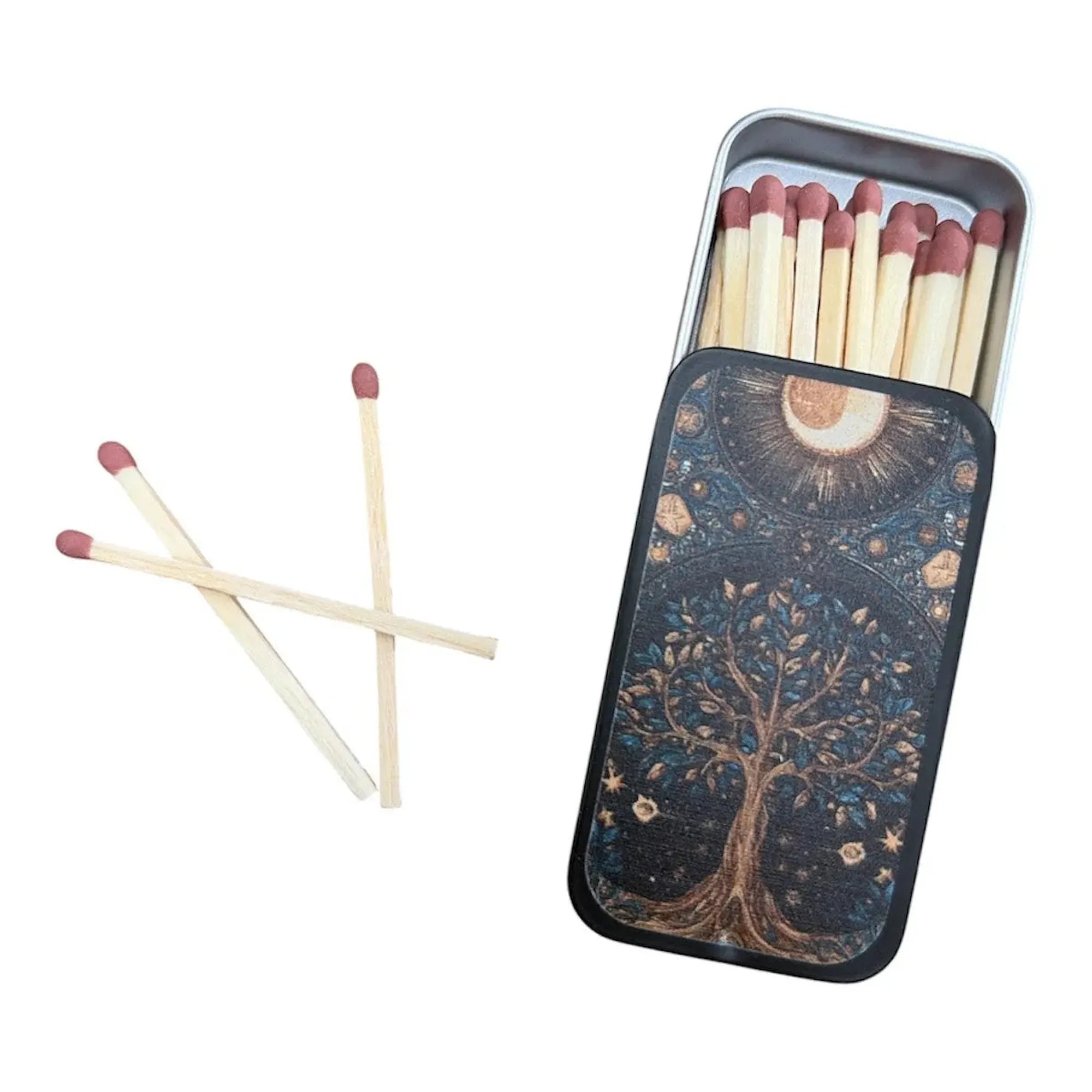 CEuk Tree Of Life Vintage Matchbox Tin & 30 Matches