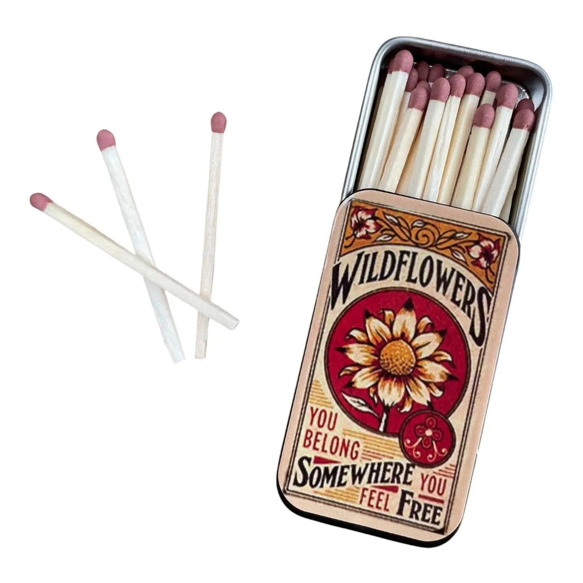 CEuk Wildflowers Vintage Matchbox Tin & 30 Matches