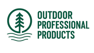 Logo of Outdoor Professional Products with a tree and wave design on a white background