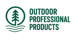 Logo for Outdoor Professional Products with a green tree icon on a white background
