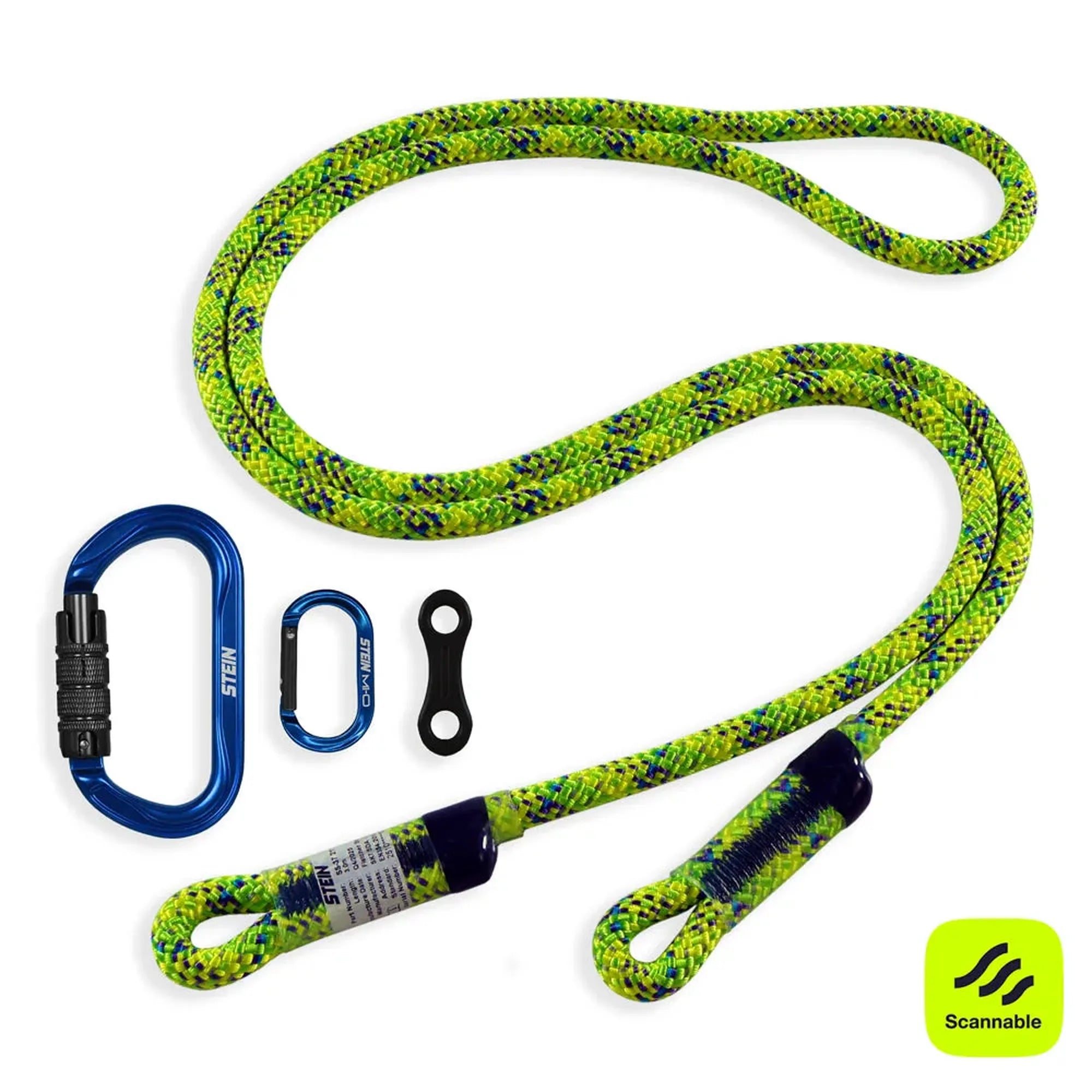 Stein SCE-X1 Work Positioning Lanyard with SECURA Oval & MI-O - Green