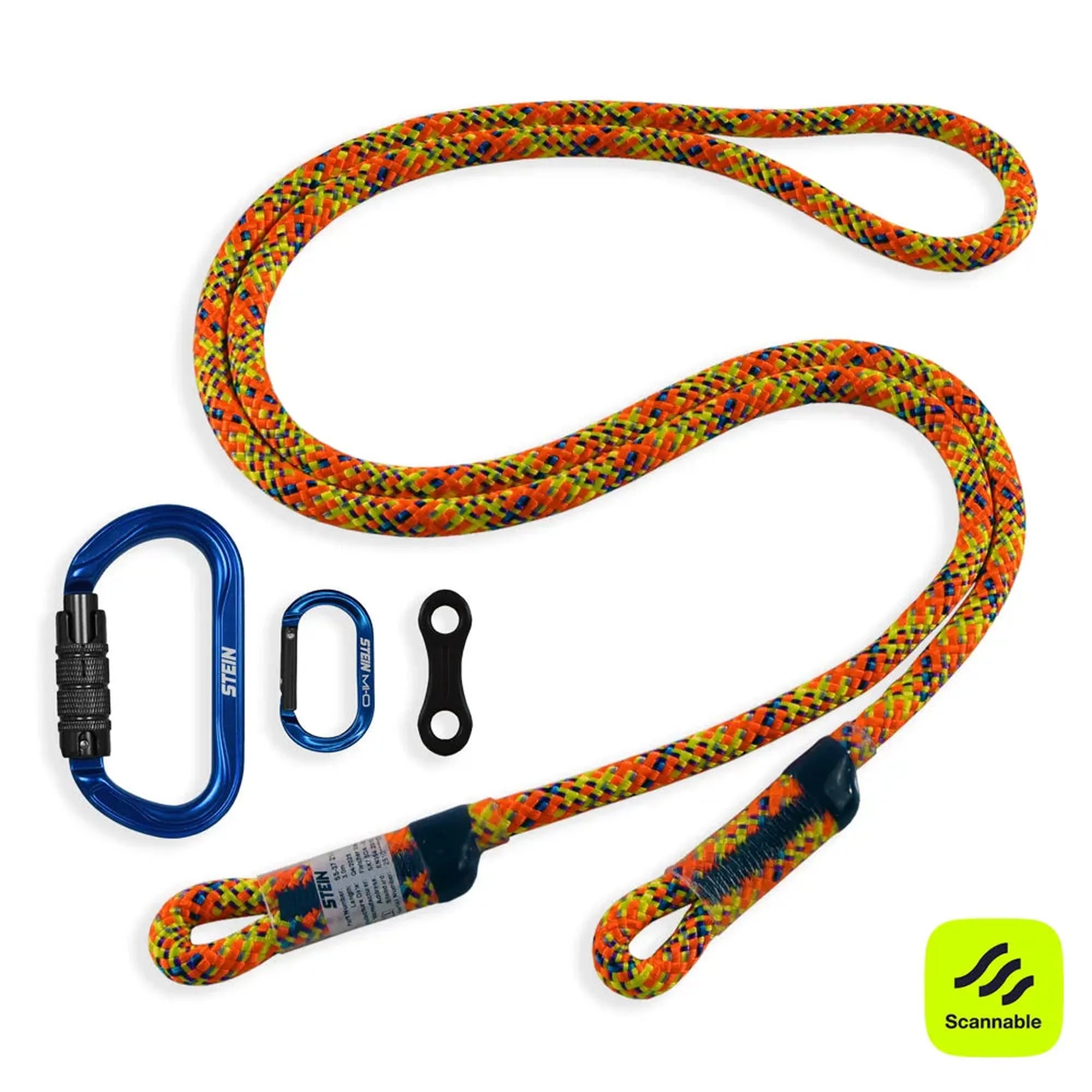 Stein SCE-X1 Work Positioning Lanyard with SECURA Oval & MI-O - Orange