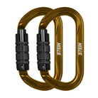 Stein Secura OVAL 3 Way Carabiner - Gold - Twin Pack
