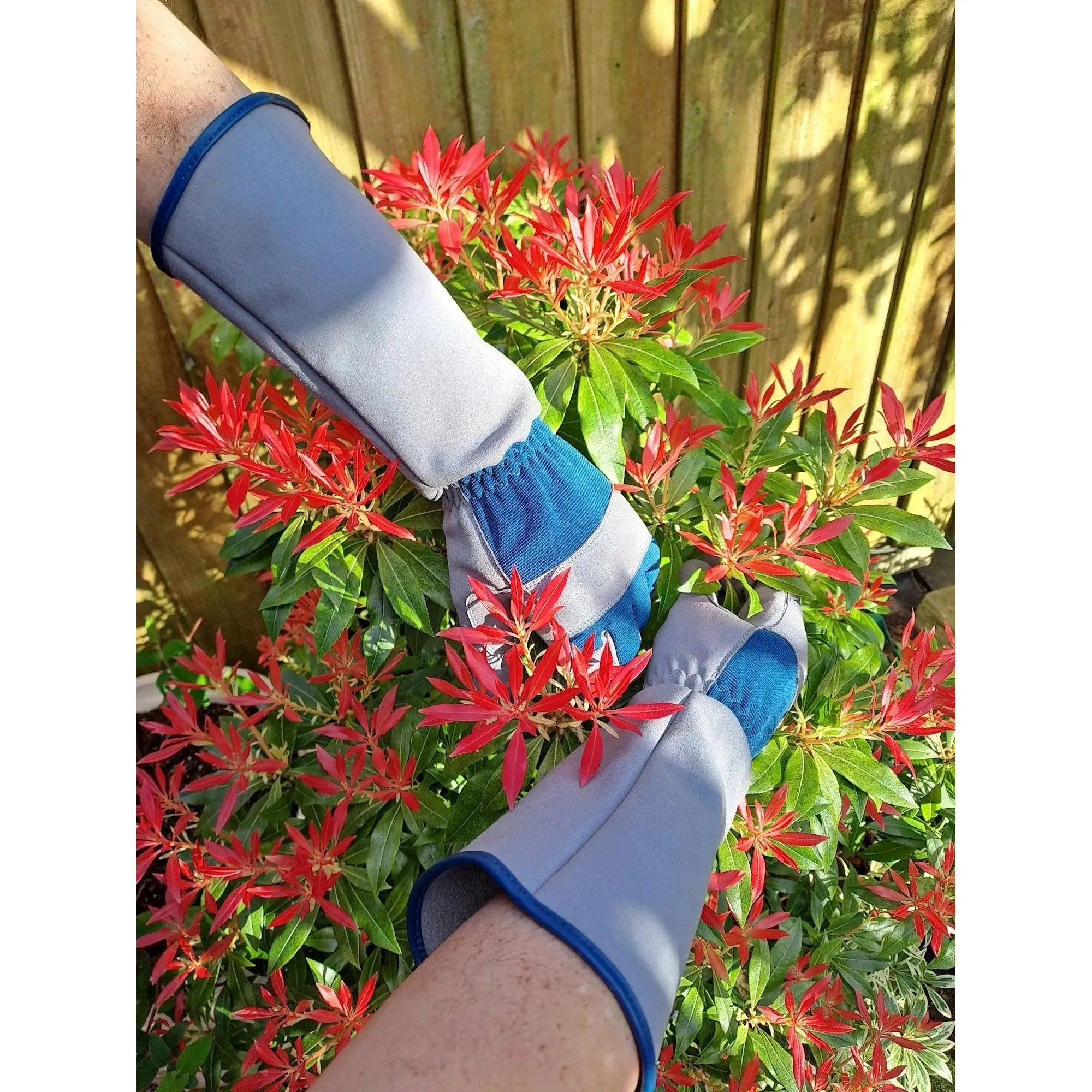 Town & Country Stretch-Fit Gauntlet Gloves - Grey/Blue