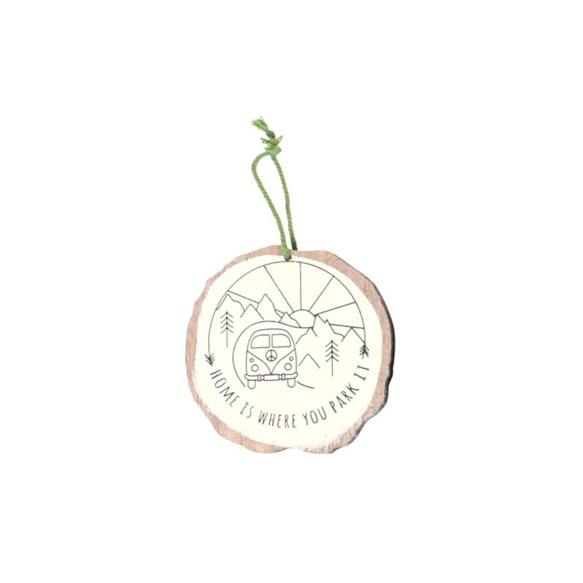 Happy Camper Home Is Where You Park It Wood-Slice Effect Hanging Sign