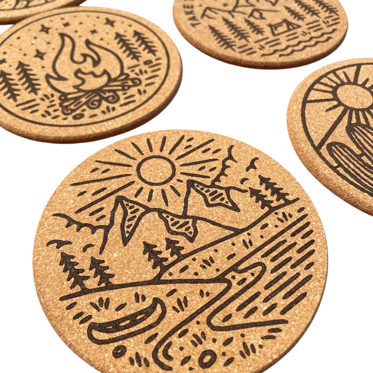 CEuk Cork Coaster Set of 6 Coasters Close
