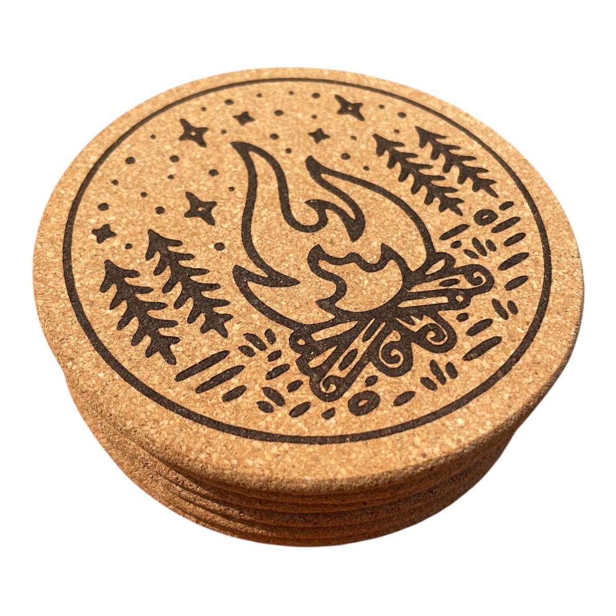 CEuk Cork Coaster Set of 6 Stacked