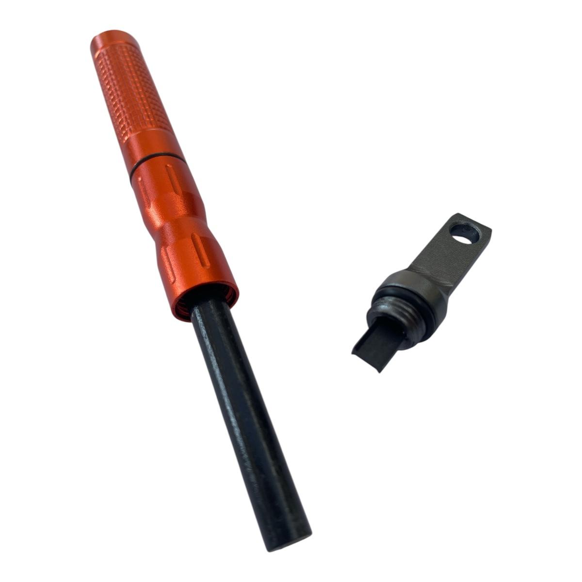 CEuk Bushcraft Flint and Steel Fire Starter Stick - Orange - Front