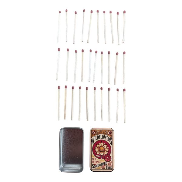 CEuk Wildflowers Vintage Matchbox Tin & 30 Matches Contents