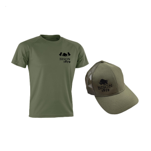 Bison 1979 Bushcraft T-Shirt & Green Cap Bundle