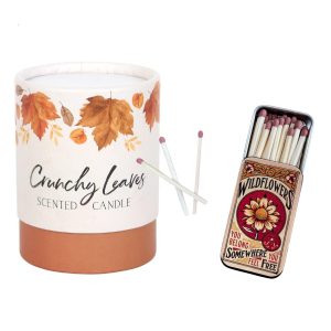 Crunchy Leaves Candle and Matchbox Tin