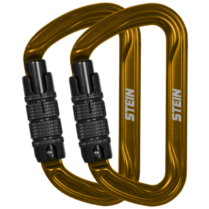 Stein Secura D 3 Way Carabiner - Gold - Twin Pack