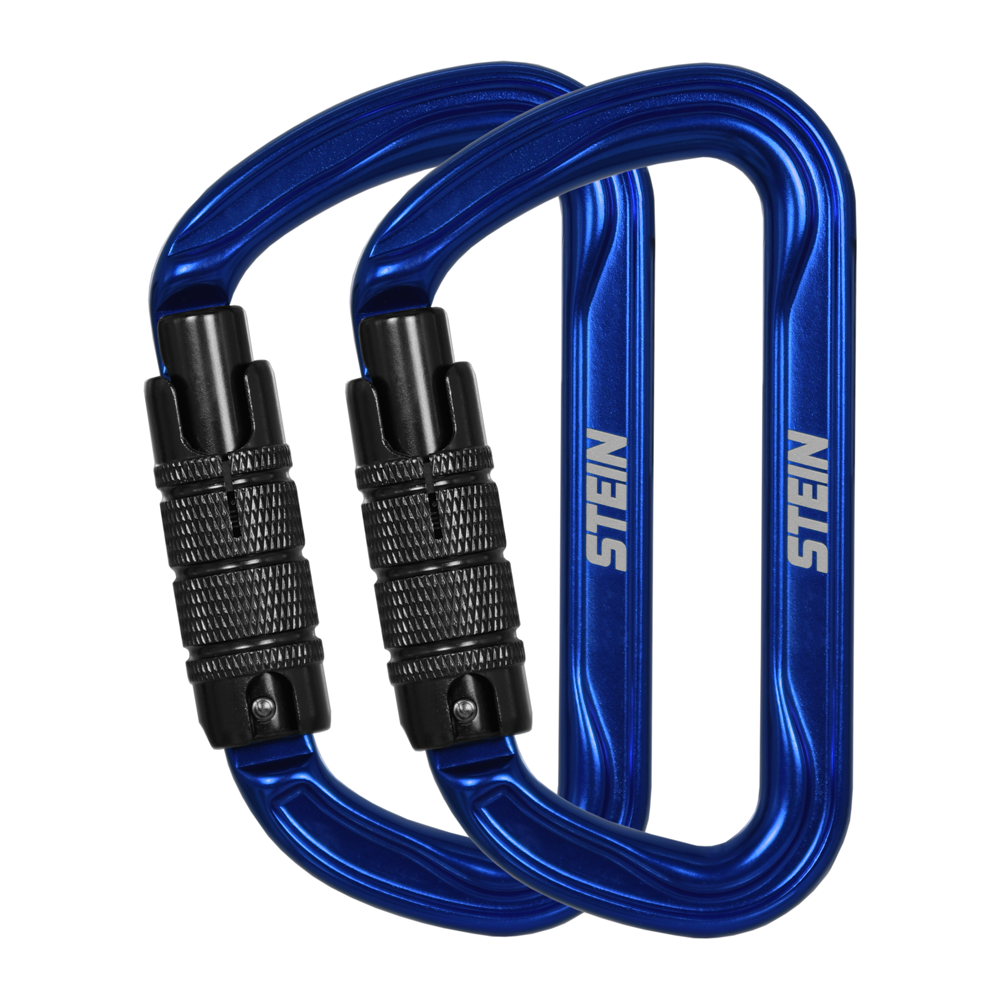 Stein Secura D 3 Way Carabiner - Blue - Twin Pack