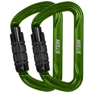 Stein Secura D 3 Way Carabiner - Green - Twin Pack