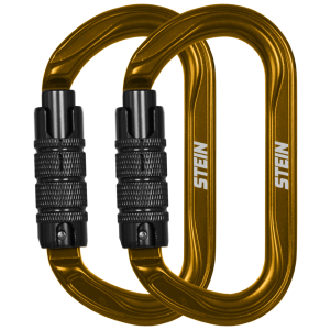 Stein Secura OVAL 3 Way Carabiner - Gold - Twin Pack