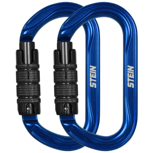Stein Secura OVAL 3 Way Carabiner - Blue - Twin Pack