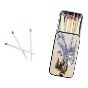 CEuk Eagle Vintage Matchbox Tin & 30 Matches Open