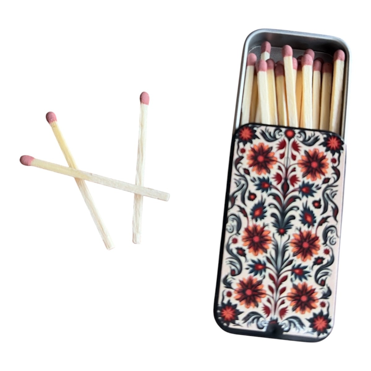CEuk Floral Vintage Matchbox Tin & 30 Matches